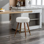 Tabouret pivotant rembourré blanc de 23,88 po avec structure en bois