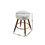 Tabouret pivotant rembourré blanc de 23,88 po avec structure en bois