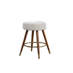 Tabouret pivotant rembourré blanc de 23,88 po avec structure en bois