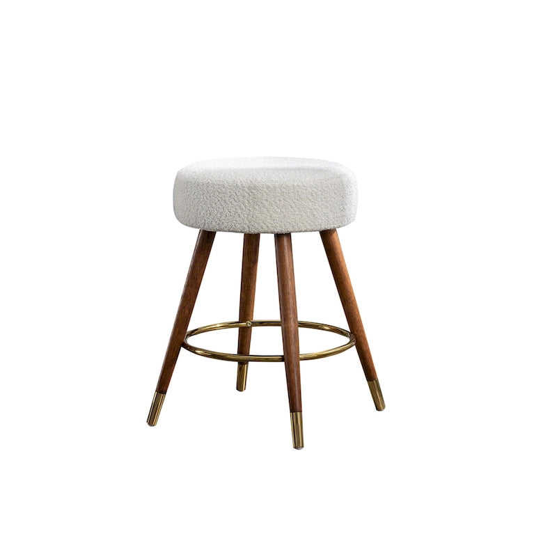 Tabouret pivotant rembourré blanc de 23,88 po avec structure en bois