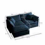 Canapé d'angle modulable en chenille 3 pièces avec pouf