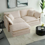 Canapé d'angle modulable en chenille 3 pièces avec pouf