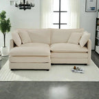 Canapé d'angle modulable en chenille 3 pièces avec pouf