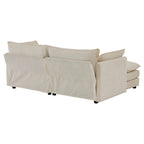 Canapé d'angle modulable en chenille 3 pièces avec pouf