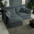 Canapé d'angle modulable en chenille 3 pièces avec pouf