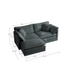 Canapé d'angle modulable en chenille 3 pièces avec pouf