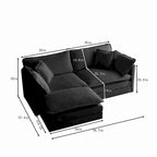 Canapé d'angle modulable en chenille 3 pièces avec pouf