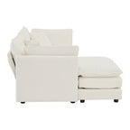 Canapé d'angle modulable en chenille 3 pièces avec pouf