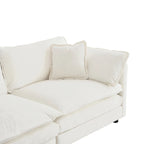 Canapé d'angle modulable en chenille 3 pièces avec pouf