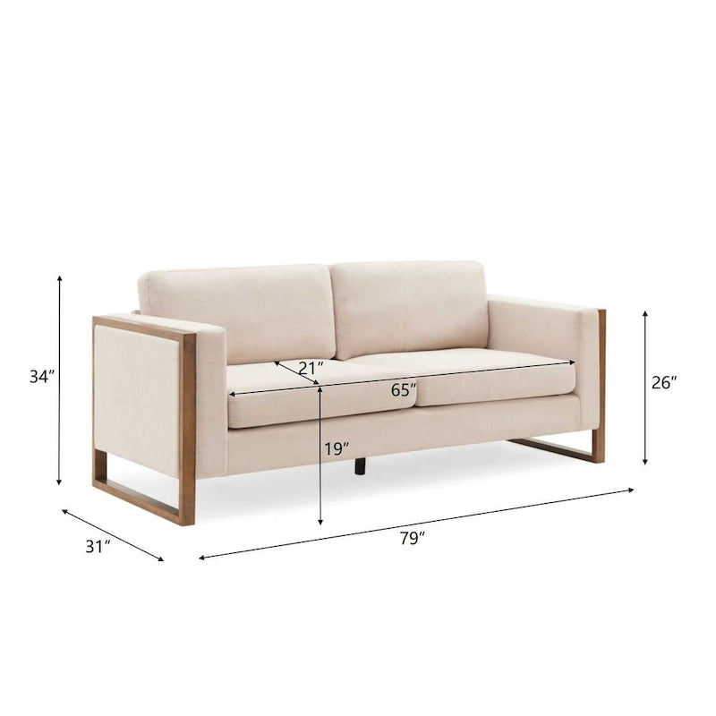 Canapé 3 places Lily Modern 79 avec pieds en bois massif