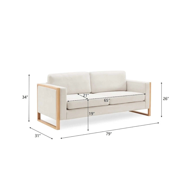 Canapé 3 places Lily Modern 79 avec pieds en bois massif
