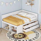 Lit de repos complet avec tiroirs et étagères, cadre de lit de rangement pour enfants, adolescents, adultes, gain de place, montage facile