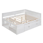 Lit de repos complet avec tiroirs et étagères, cadre de lit de rangement pour enfants, adolescents, adultes, gain de place, montage facile