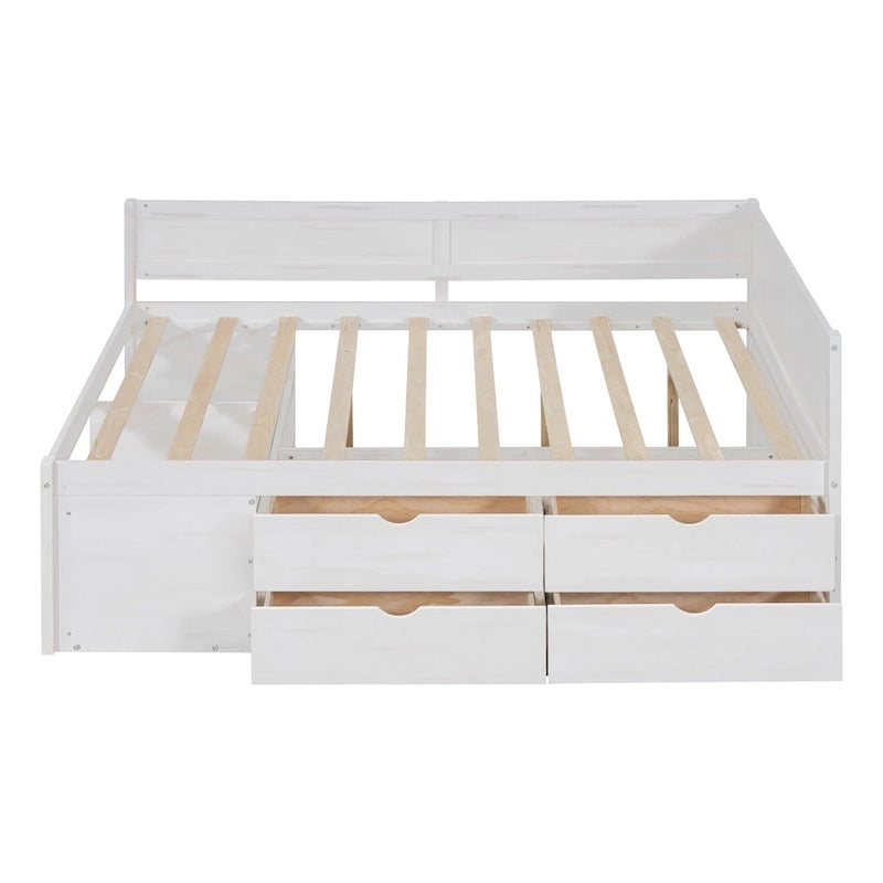 Lit de repos complet avec tiroirs et étagères, cadre de lit de rangement pour enfants, adolescents, adultes, gain de place, montage facile