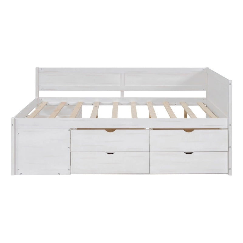 Lit de repos complet avec tiroirs et étagères, cadre de lit de rangement pour enfants, adolescents, adultes, gain de place, montage facile