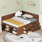 Lit de repos complet avec tiroirs et étagères, cadre de lit de rangement pour enfants, adolescents, adultes, gain de place, montage facile