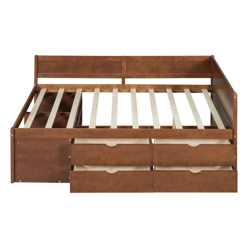 Lit de repos complet avec tiroirs et étagères, cadre de lit de rangement pour enfants, adolescents, adultes, gain de place, montage facile
