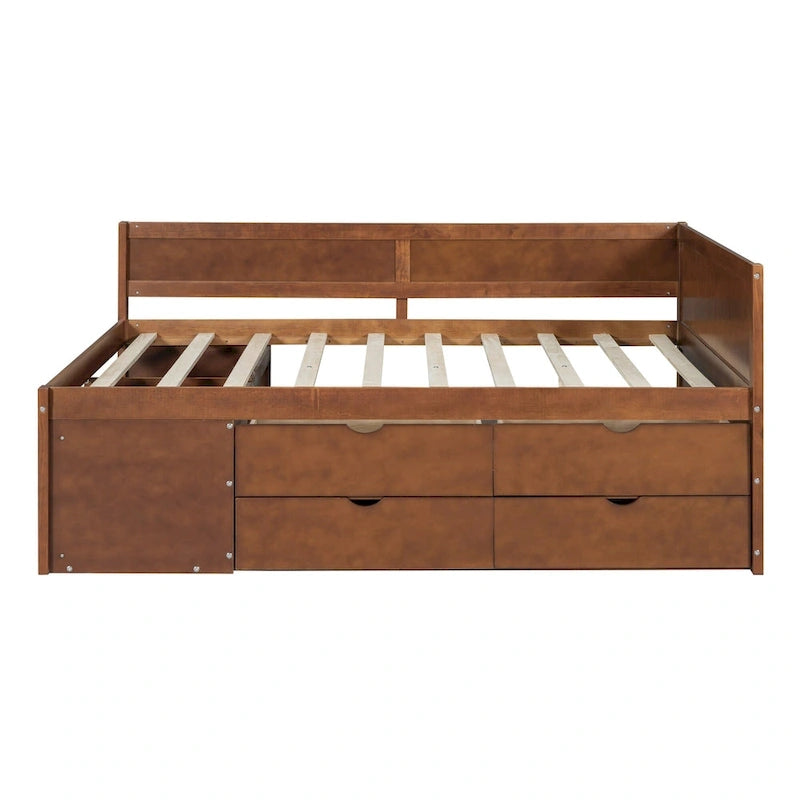 Lit de repos complet avec tiroirs et étagères, cadre de lit de rangement pour enfants, adolescents, adultes, gain de place, montage facile