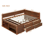 Lit de repos complet avec tiroirs et étagères, cadre de lit de rangement pour enfants, adolescents, adultes, gain de place, montage facile
