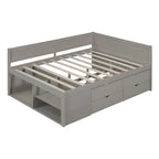 Lit de repos complet avec tiroirs et étagères, cadre de lit de rangement pour enfants, adolescents, adultes, gain de place, montage facile