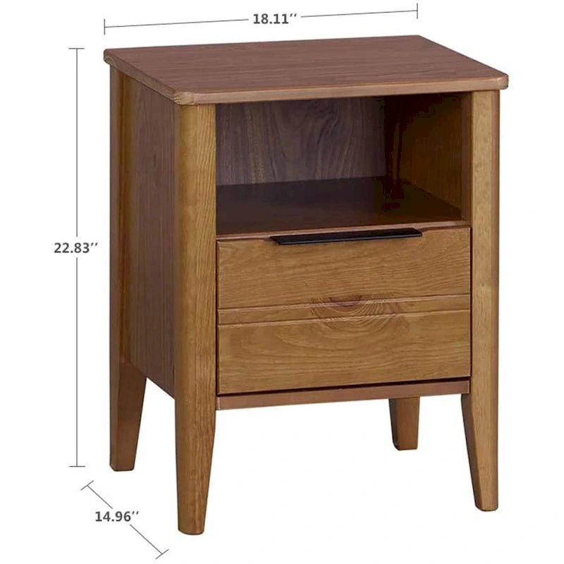 Table de chevet en bois à 1 tiroir California Classic, Marron miel