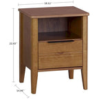 Table de chevet en bois à 1 tiroir California Classic, Marron miel