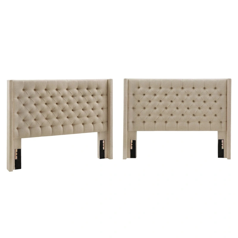 Tête de lit en tissu de lin capitonné Detmold Queen Wingback