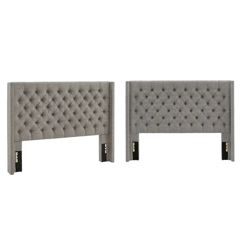 Tête de lit en tissu de lin capitonné Detmold Queen Wingback