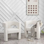 Fauteuil carré capitonné en tissu bouclé, 71 cm de large (lot de 2)