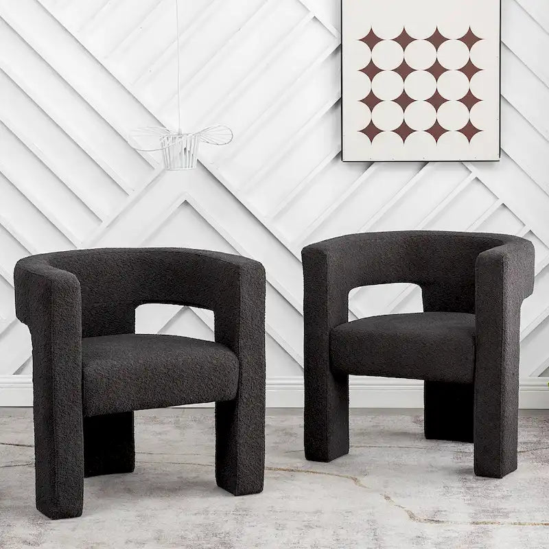 Fauteuil carré capitonné en tissu bouclé, 71 cm de large (lot de 2)