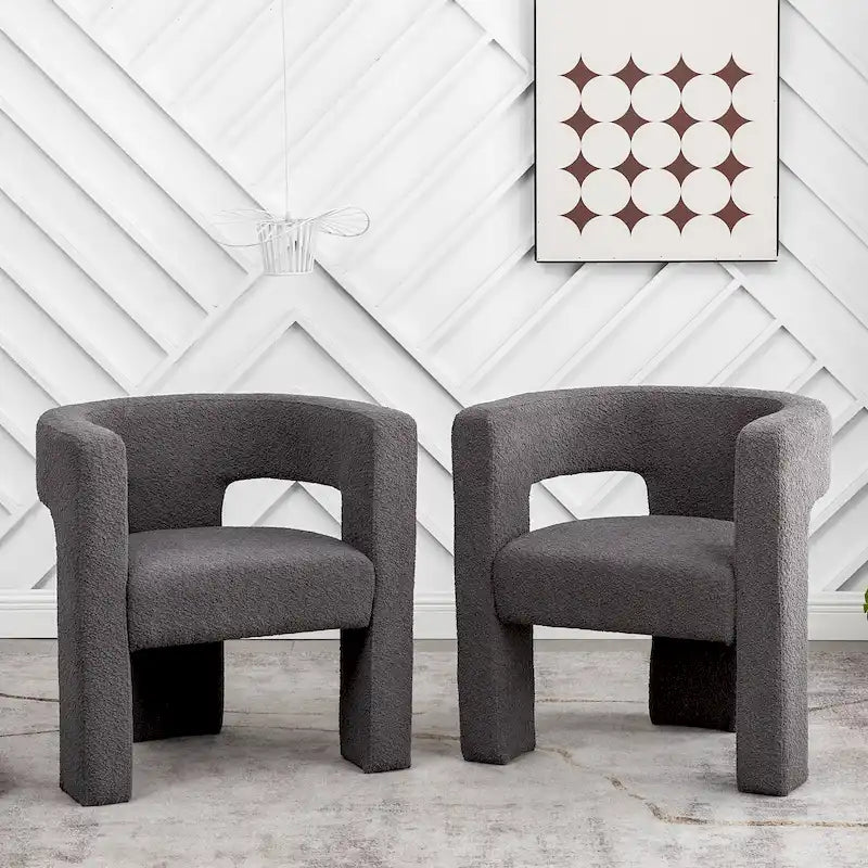 Fauteuil carré capitonné en tissu bouclé, 71 cm de large (lot de 2)