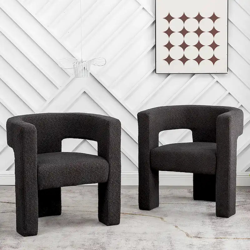 Fauteuil carré capitonné en tissu bouclé, 71 cm de large (lot de 2)
