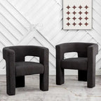 Fauteuil carré capitonné en tissu bouclé, 71 cm de large (lot de 2)