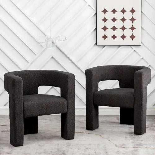 Fauteuil carré capitonné en tissu bouclé, 71 cm de large (lot de 2)