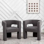 Fauteuil carré capitonné en tissu bouclé, 71 cm de large (lot de 2)