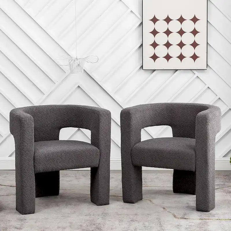 Fauteuil carré capitonné en tissu bouclé, 71 cm de large (lot de 2)