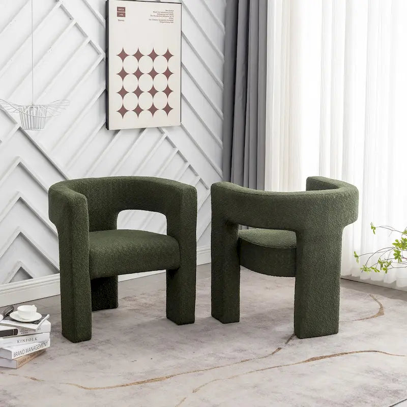 Fauteuil carré capitonné en tissu bouclé, 71 cm de large (lot de 2)