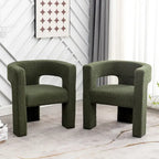 Fauteuil carré capitonné en tissu bouclé, 71 cm de large (lot de 2)