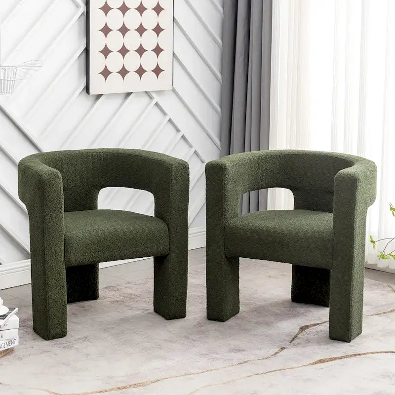 Fauteuil carré capitonné en tissu bouclé, 71 cm de large (lot de 2)