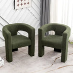 Fauteuil carré capitonné en tissu bouclé, 71 cm de large (lot de 2)