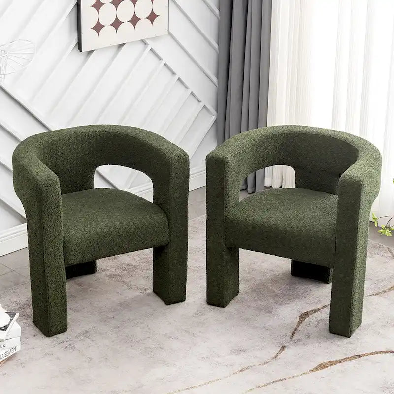 Fauteuil carré capitonné en tissu bouclé, 71 cm de large (lot de 2)