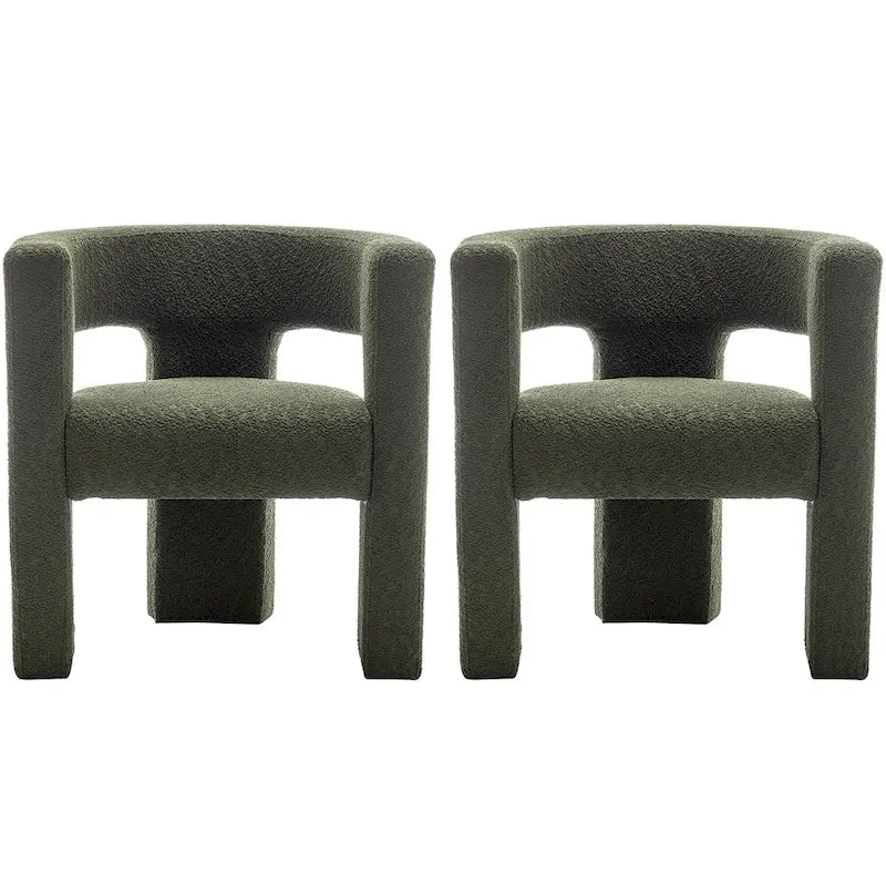 Fauteuil carré capitonné en tissu bouclé, 71 cm de large (lot de 2)