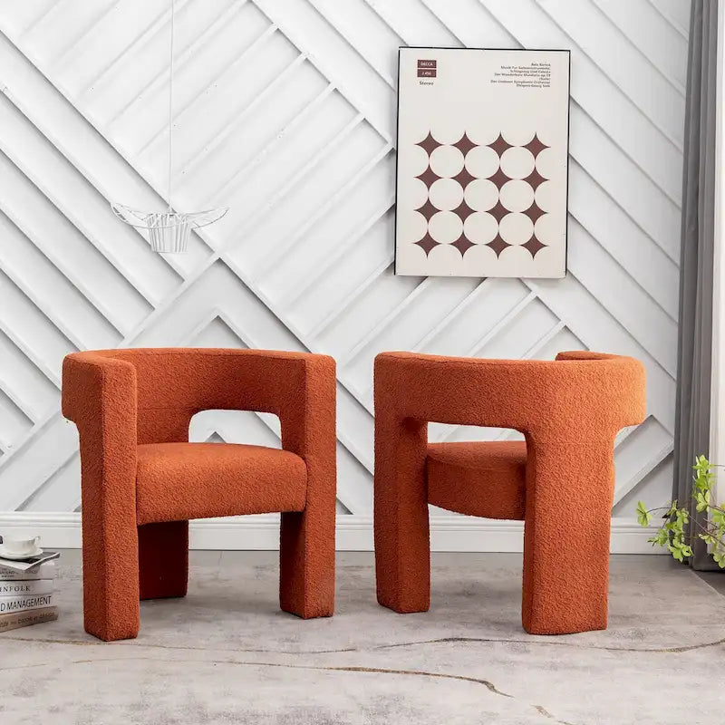 Fauteuil carré capitonné en tissu bouclé, 71 cm de large (lot de 2)