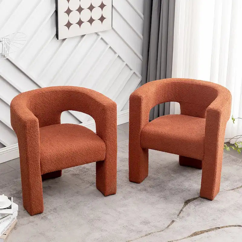 Fauteuil carré capitonné en tissu bouclé, 71 cm de large (lot de 2)