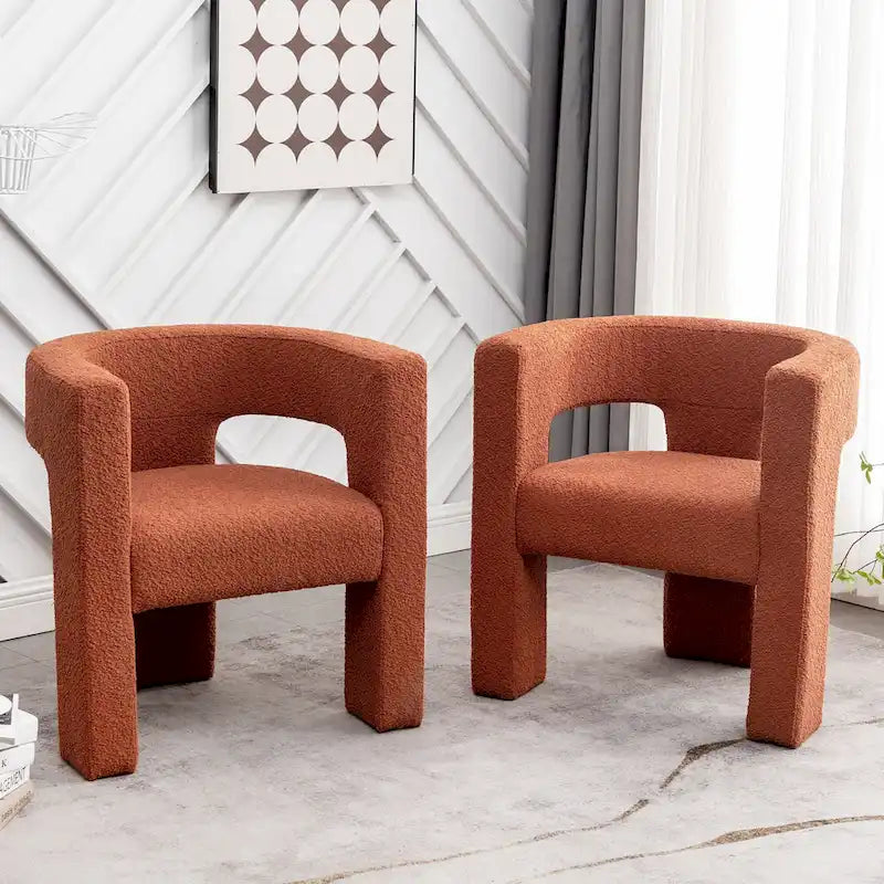 Fauteuil carré capitonné en tissu bouclé, 71 cm de large (lot de 2)