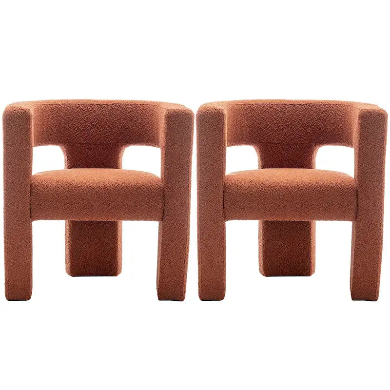 Fauteuil carré capitonné en tissu bouclé, 71 cm de large (lot de 2)