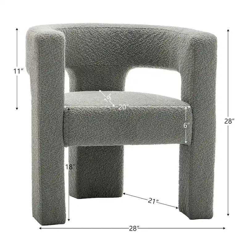 Fauteuil carré capitonné en tissu bouclé, 71 cm de large (lot de 2)