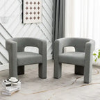 Fauteuil carré capitonné en tissu bouclé, 71 cm de large (lot de 2)