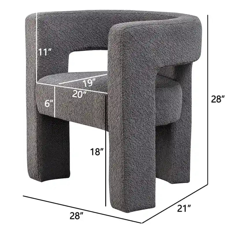 Fauteuil carré capitonné en tissu bouclé, 71 cm de large (lot de 2)