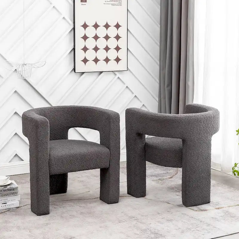 Fauteuil carré capitonné en tissu bouclé, 71 cm de large (lot de 2)